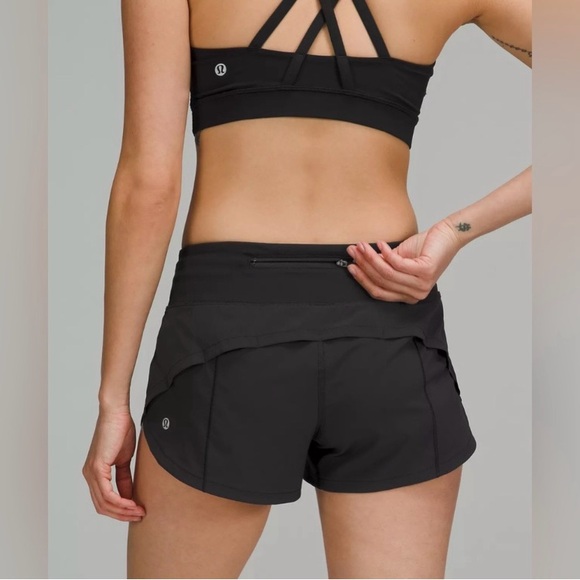 Lululemon Athletica Women's Black Speed Running Athletic Gym Shorts Size 6 - Picture 1 of 16